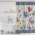 thumbnail image 3 of Blue Wildflowers Shower Curtain, Waterproof Shower Curtains for Bathroom, Farmhouse Country Spring Butterfly Floral Washable Fabric Bathtub Curtain Set Bath Decor with 12 Hooks 48"x72", 3 of 8