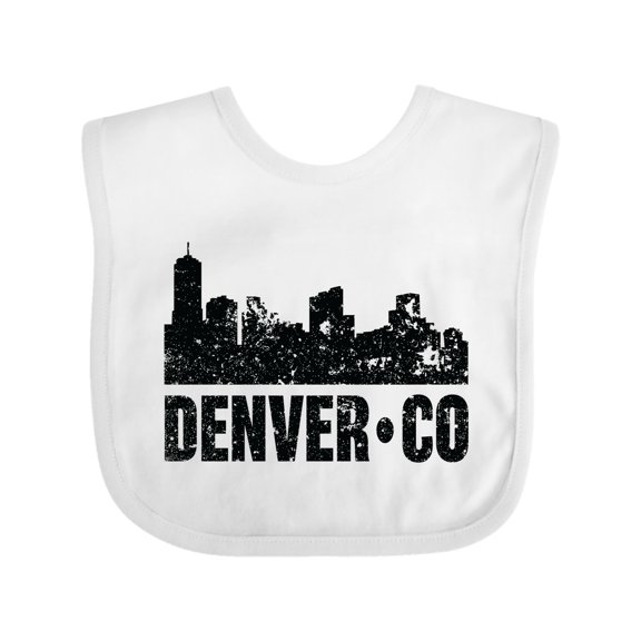 Inktastic Denver Colorado Skyline Grunge Boys or Girls Baby Bib