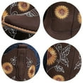 thumbnail image 2 of Aulpon Women's Sunflower Embroidered Western Mid-Calf Cowboy Boots, Low Heel Square Toe Brown, 7, 2 of 7