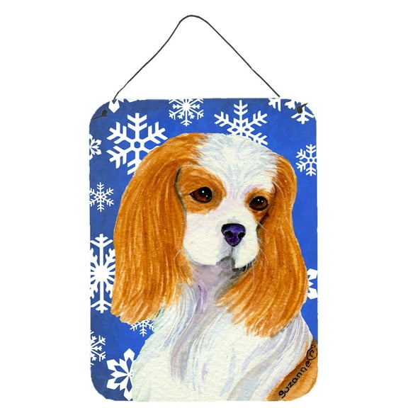 Cavalier Spaniel Winter Snowflakes Holiday Wall or Door Hanging Prints