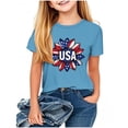thumbnail image 2 of MKOSPLRT T-Shirt Drapeau des États-Unis pour Tout-Petit à Manches Courtes Col Ras du Cou T-Shirts du 4 Juillet Jolies Fleurs Étoiles et Rayures T-Shirts Graphiques pour 2-13 Ans, 2 of 4