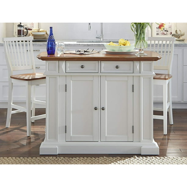 Home Styles Kitchen Island And Two, White Kitchen Island With Seating