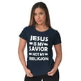 thumbnail image 3 of Jesus Is My Savior Not My Religion Womens Slim Fit Graphic Tee Brisco Brands S, 3 of 5