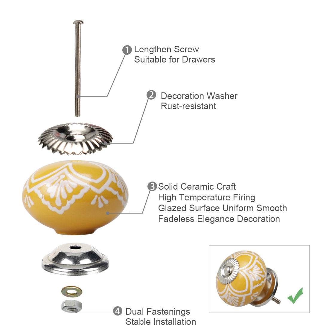 Unique Bargains Ceramic Knobs Vintage Round Pull Handle Furniture Cupboard Dresser Door