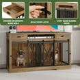 thumbnail image 4 of Uforic 63" Dog Crate Furniture with 2 Drawers,TV Stand with Charging Station 63" Large Wooden Indoor Dog Kennel - Brown, 4 of 9