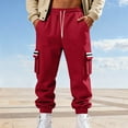 thumbnail image 2 of LMOIPLI Men's Fleece Sweatpants Casual Loose Fit Cargo Pants Elastic Waist Lounge Pants Tapered Joggers with Pockets Red L, 2 of 9