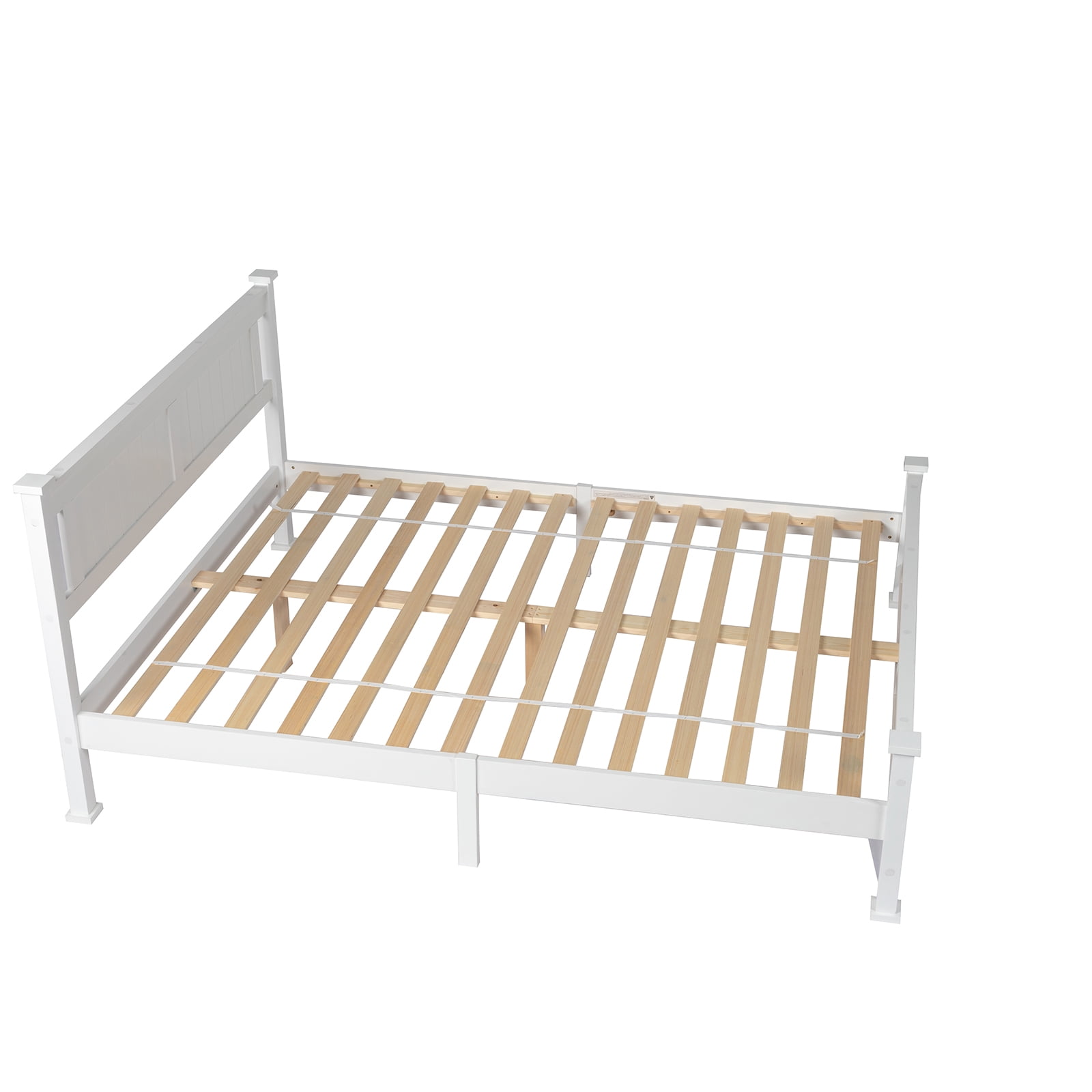 Queen Single Bunk Bed Painted + Melamine Veneer & Pine + MDF Bed Frame Vertical Striped Decorative Bed Frame, 63.78*83.46*37.8in White