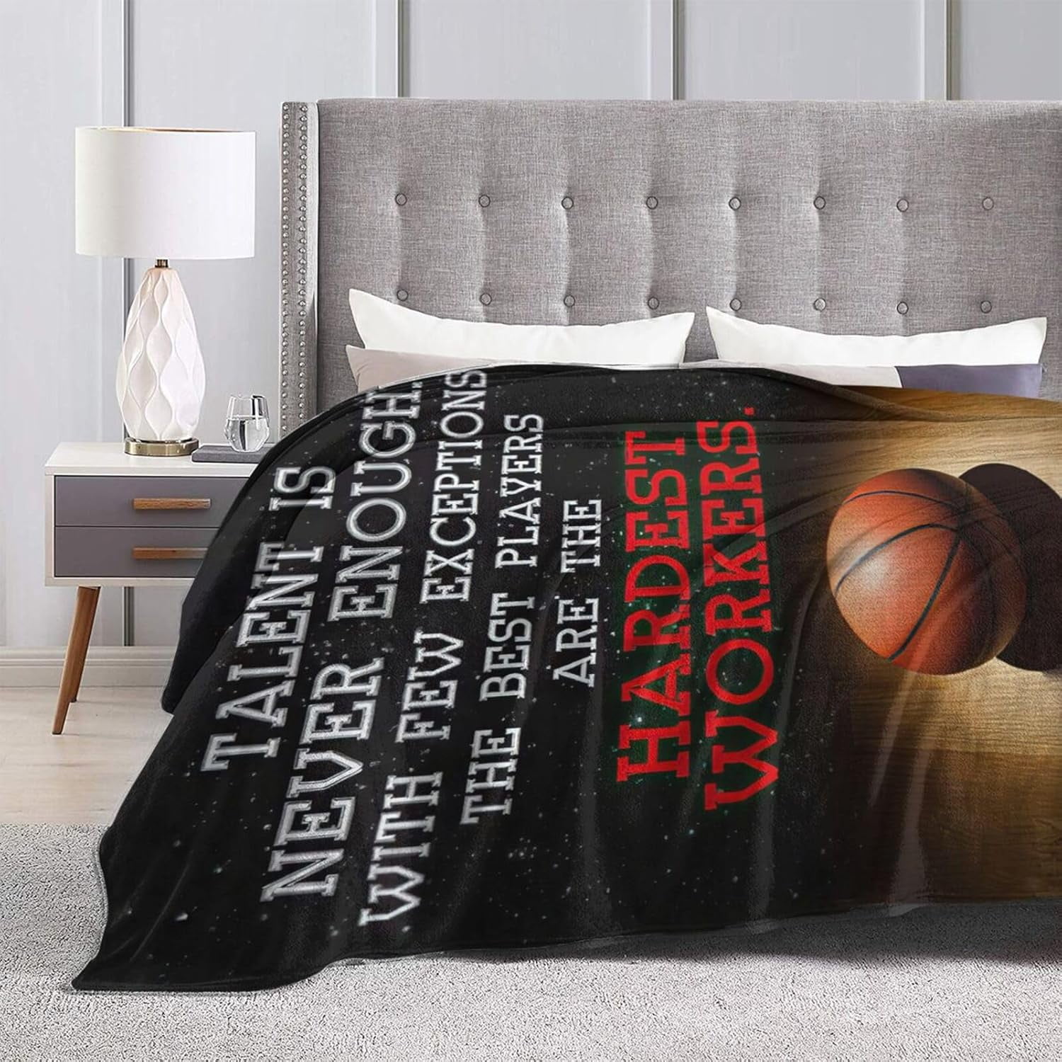 Basketball Blanket Sports Ball Blanket for Women men Fans Cool Space Plush Flannel Fleece Throws Warm Fuzzy Cozy Lightweight Shooting Blankets for Sofa Bed Gifts for Users Men Women 80"x60"