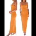 thumbnail image 2 of Vestido Ajustado con Tirantes Finos para Mujer, Informal, de Verano Color Naranja M, 2 of 8