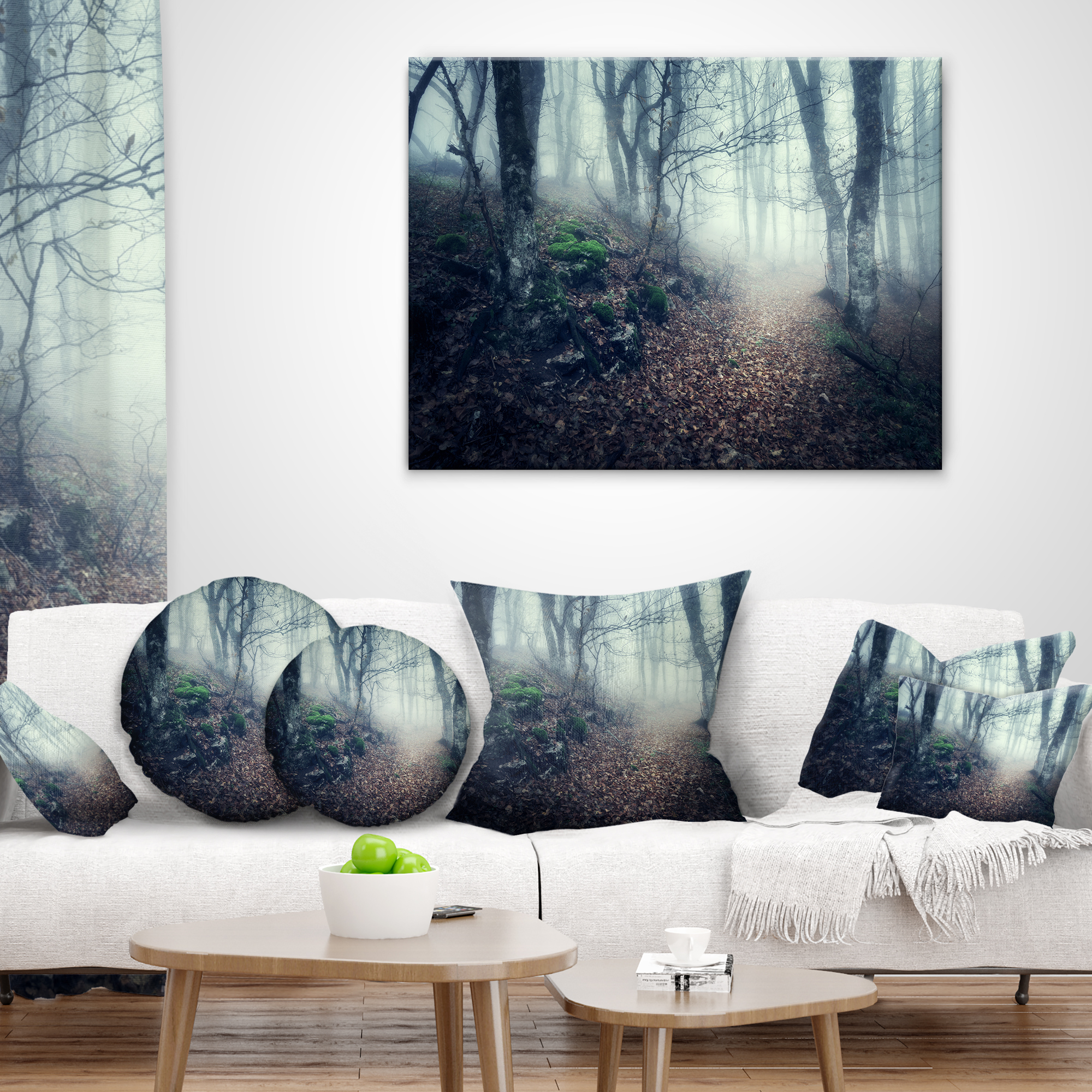Designart Old Style Path in Forest - Landscape Photography Throw Pillow - 16x16