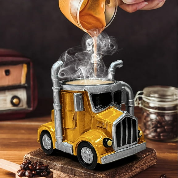 Vxdvou Handcrafted Semi-Truck Coffee Mug, Unique Trucker Gift for Men, 11oz Ceramic Coffee Cup for Truck Lovers, Great Kitchen & Dining Gift for Holidays & Birthdays