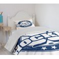 thumbnail image 4 of Ambesonne Hockey Quilted Bedspread Set 2 Pcs, Vintage Sticks Stars, Twin Size, Navy Blue White, 4 of 6