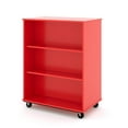 thumbnail image 6 of Tot Mate Open Double Sided 3 Tier Mobile Shelves Wooden Classroom Bookcase, Red, 36"W x 23"D x 48"H, 6 of 6