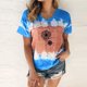 thumbnail image 2 of Gibobby Camisas De Vestir Blusa de manga corta con estampado de flores y cuello redondo de informal para mujer（Azul， S), 2 of 4