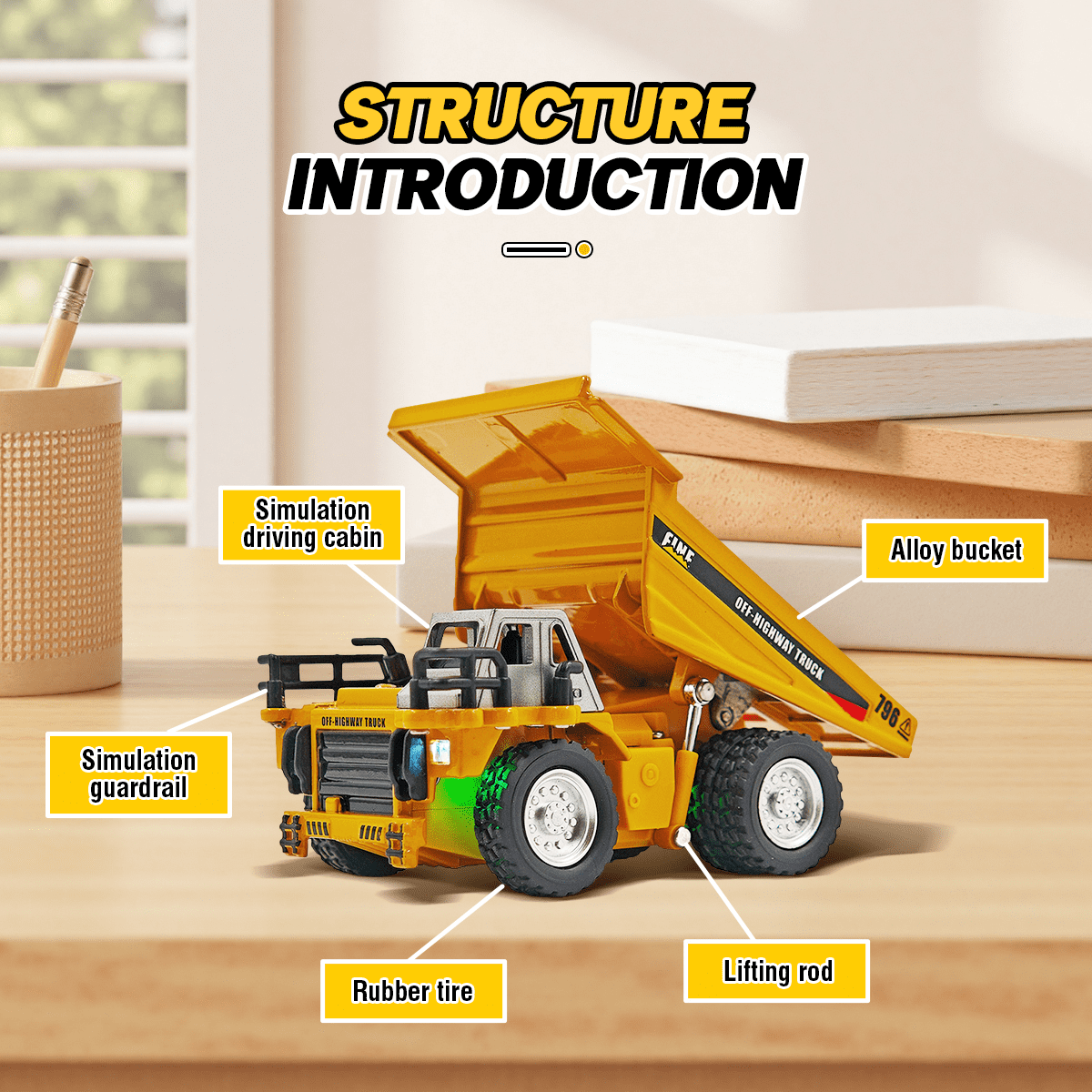 Mini Alloy RC Dump Truck Toys 1:64 Remote Control Car with Adjustment Lights & Sound, APP Control Construction Truck for Kids Adults Gifts