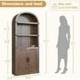 thumbnail image 2 of 71" Tall Arched Bookcase with Doors – Farmhouse Wooden Cabinet with Shelves, Freestanding Bookcase for Home Office, Living Room, Red, 2 of 8