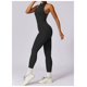 thumbnail image 5 of Mono de entrenamiento sin mangas for mujer con cremallera mameluco pantalones cortos V espalda Scrunch sexy mono de entrenamiento de una pieza, 5 of 7