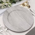 thumbnail image 1 of HLONK 6 Pack | 13” Natural Boho Chic Faux Wood Plastic Charger Plates  Round Rustic Wedding Party Service Plates, 1 of 11