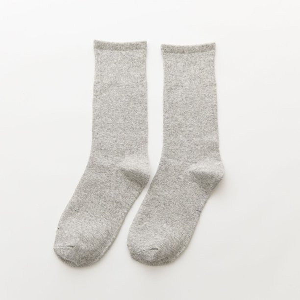 Calcetines de mujer de primavera y verano de color liso de algodón para mujer, calcetines de longitud media, calcetines de algodón apilados, calcetines de otoño e invierno planos y sencillos