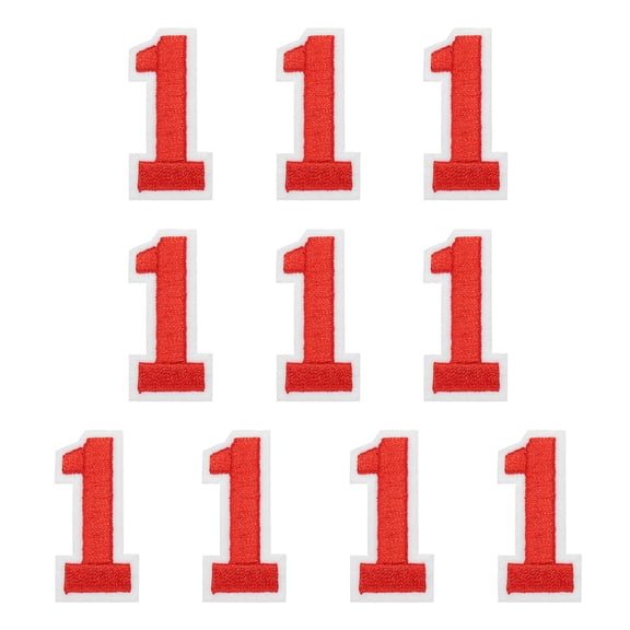 Uxcell Embroidered Numbers Patches, Numbers 1 Applique Embroidered Patch Sew on Decals 1.77 Inch, Red 10 Pcs