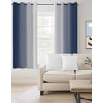thumbnail image 3 of Blackout Curtains for Bedroom, Navy Blue Ombre Room Darkening Window Drapes for Living Room, Blue White Gradient Modern Abstract Art Thermal Insulated Grommet Curtains, 52x63 inch, 2 Panels, 3 of 9