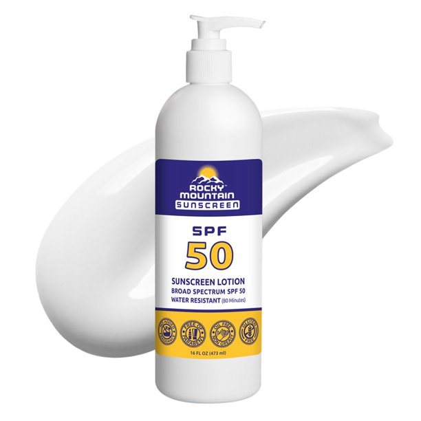 LOCIÓN Protectora Solar Rocky Mountain SPF 50 | Protección de amplio espectro UVA/UVB | Cumple con la Ley de Arrecifes 104 de Hawaii (sin oxibenzona ni octinoxato) | Resistente al agua 80 min. | Cuart