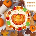 thumbnail image 1 of Wzzjkit Assiettes en Papier de l'Action de Grâce Festives d'Automne Motif Citrouille et Feuilles d'Érable Vaisselle Jetable pour Fête des Récoltes d'Automne, 1 of 6