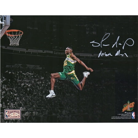 Shawn Kemp Seattle Supersonics Autographed 11" x 14" 1991 Slam Dunk Contest Spotlight Photograph with "Reign Man" Inscription - Fanatics Authentic Certified