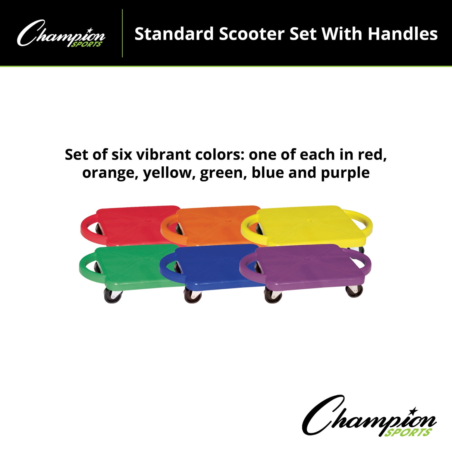 Champion Sports Scooter Board with Handles, Set of 6 - Multi