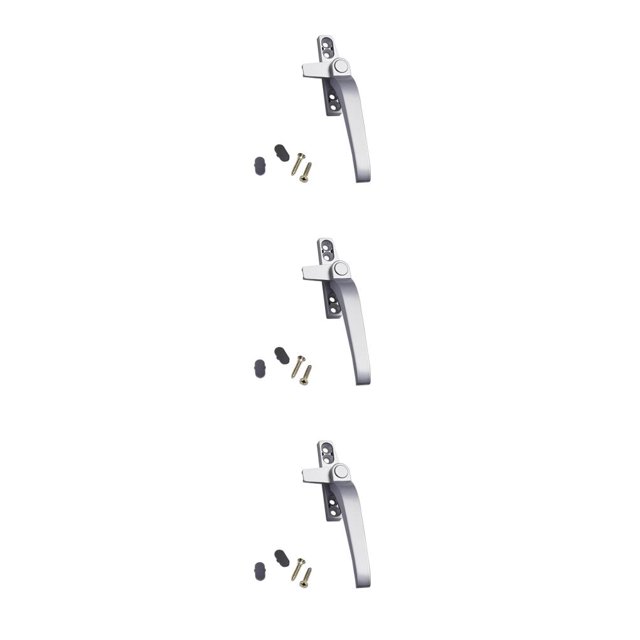 stanreset 1/2/3/5 Window Handle Home Hardware Lever Casement Locking Handles Convenience Balcony Handily Install Decorative Cap Gray Rustproof Right Silver 3PCS