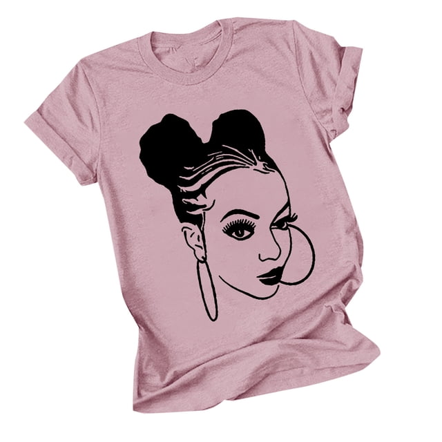 Tops de Manga Corta de las Mujeres, Cuello Redondo Impreso, Camiseta de Manga Corta para las Mujeres