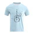 thumbnail image 5 of Rggeeun Men'S T-Shirt Classic Watercolor Guitar Graffiti Cotton Blend Knit Short Sleeve Crew Neck Relaxed Fit For Workout Trendy Tee,Light Blue,Xl, 5 of 5