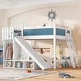 thumbnail image 2 of Leumius Full Loft Bed Frame with Storage Shelves and Wardrobe, Solid Wood Loft Bed with Detachable Slide and Ladders for Kids Teens Adults Blue and White, 2 of 8