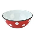 thumbnail image 3 of Novomoskovsjka Posuda Red White Polka-Dot Enamel Serving Bowl Set of 3 pcs Shatterproof Enameled Steel Fruit and Salad Bowls for Cooking Enamel Mixing Bowl for Indoor and Outdoor Use Metal Bowls, 3 of 10
