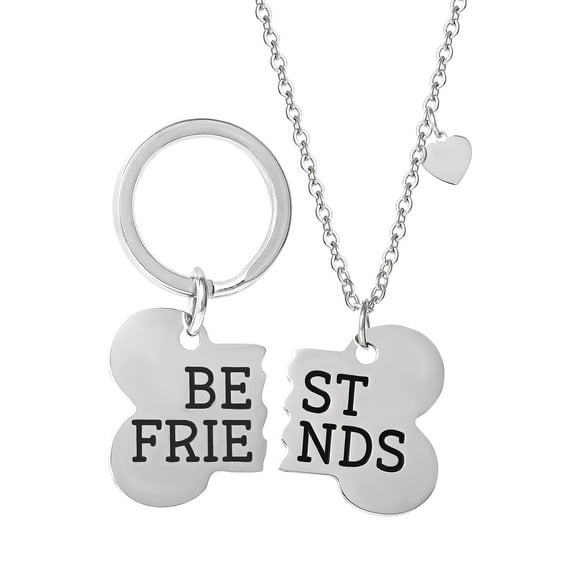 Connections from Hallmark Stainless Steel Dog Best Friends Bone Tag and Necklace Set
