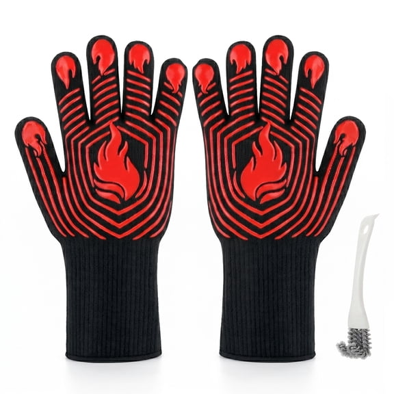 BBQ Heat Resistant Gloves Silicone Non-Slip Oven Gloves for Grilling Cooking and Baking