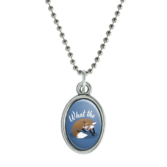 Brown Fox What The Pun Funny Antiqued Oval Charm Pendant with Chain
