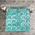 thumbnail image 3 of Ambesonne Ocean Quilted Bedspread Set 3 Pcs, Swirled Spiral Sea Waves, King Size, Aqua, 3 of 3
