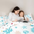 thumbnail image 4 of spefrowx Kawaii Sea Turtle Twin Bedding for Kids, Silhouette Coral Starfish Shell Bedding Comforter Set, Polka Dot Reversible, 7 Pieces, 4 of 6