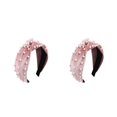 thumbnail image 4 of Seitruly Diadema de franela con perlas, aros para el pelo a la moda, diadema multicolor para mujer, tocado Vintage, buena elasticidad, rosa Rosado 2piezas Seitruly CBP582345, 4 of 6