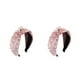 thumbnail image 4 of Jumpingount Diadema de franela con perlas, aros para el pelo elegantes a la moda, diadema de plástico multicolor para mujer, tocado para mujer y niña Rosado 2piezas Jumpingount CBP582345, 4 of 5