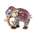 thumbnail image 2 of SmartBy Unisex Brooch Rhinestone Decor Retro Oil-drip Enamel Elephant Shape Anti-slip Suit Coat Collar Hat Scarf Decoration Clothes Pin Party Prom Bride Wedding Garment Jewelry, 2 of 7