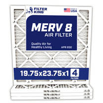 Filter King 19.75x23.75x1 Air Filter | 4-PACK | MERV 8 HVAC Pleated A/C Furnace Filters | MADE IN USA | Actual Size: 19.75 x 23.75 x .75"