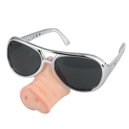 

NUOLUX Funny Halloween Pig Nose Sunglasses Fancy Dress up Piggy Snout Eye-catching Party Favor Glasses Funny Costume Accessories (Silver)