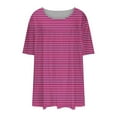 thumbnail image 6 of QUNYINEY Tops for Women Trendy Short Sleeve Crew Neck Striped Casual Blouses Pleated Loose Plus Size Pullover Tops, 6 of 6