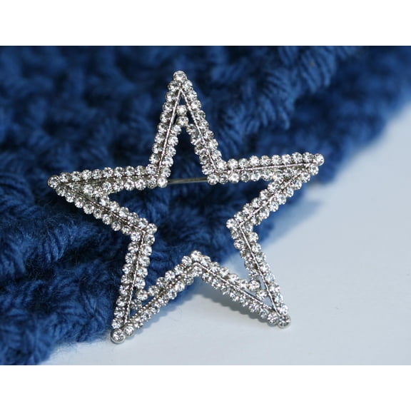 Just Love Jewels Open Layered Star Brooch, Clear Austrian Crystal Pins & Brooches