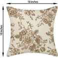 thumbnail image 6 of Brown Pillow Covers 18x18 Inch 2 Pcs Tan Vintage Floral Decor Throw Pillows Fall Chinoiserie Flower Leaves Plant Seasonal Outdoor Decoration Pillowcase Linen Cushion Cover for Couch Sofa Bed, 6 of 6