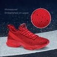 thumbnail image 3 of LUCKY STEP Fashion Rhinestone Mesh Sneaker Breathable Glitter Walking Shoes,Red,Womens, 3 of 12