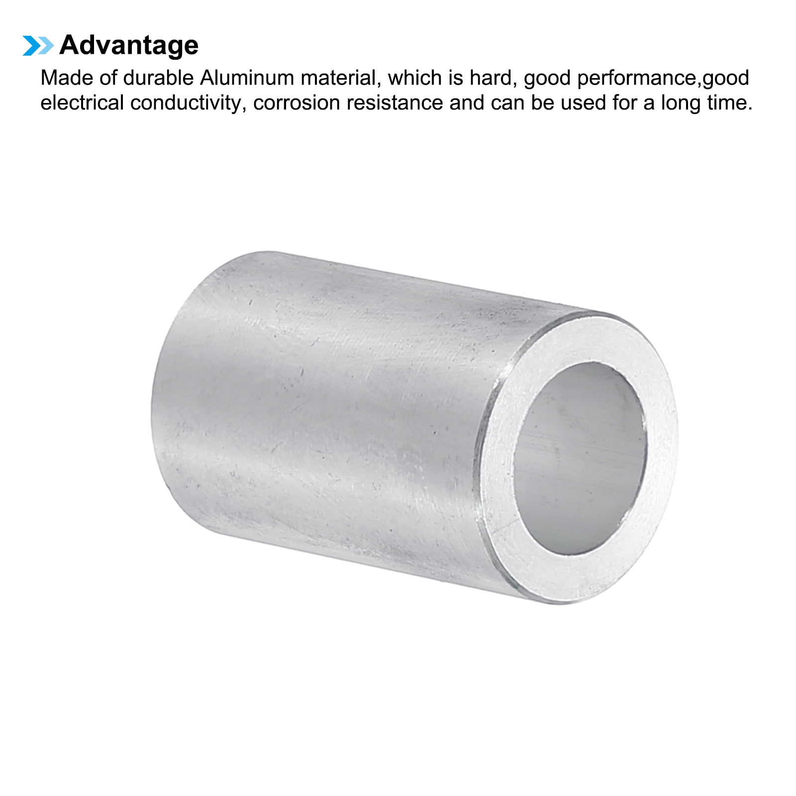 M10 Aluminum Spacers, 6 Pcs Metal Spacers Aluminum 10.2mm ID x 16mm OD x 30mm L Aluminum Spacer Screw Standoff Round for 3/8 or M10 Screw Bolts