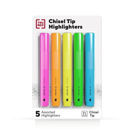 UPC: 0718103316712 | TRU RED Tank Highlighter with Grip Chisel Tip Asst 5/Pack TR54583